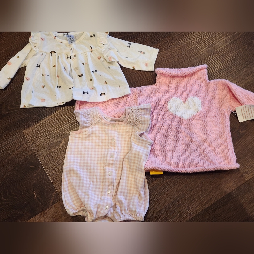 Ralph Lauren Pink Gingham Plaid Romper (+2 Free Pieces) 3M
